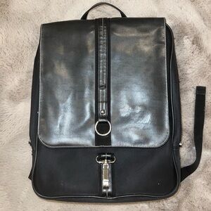 Elegant Black Leather Men's Backpack